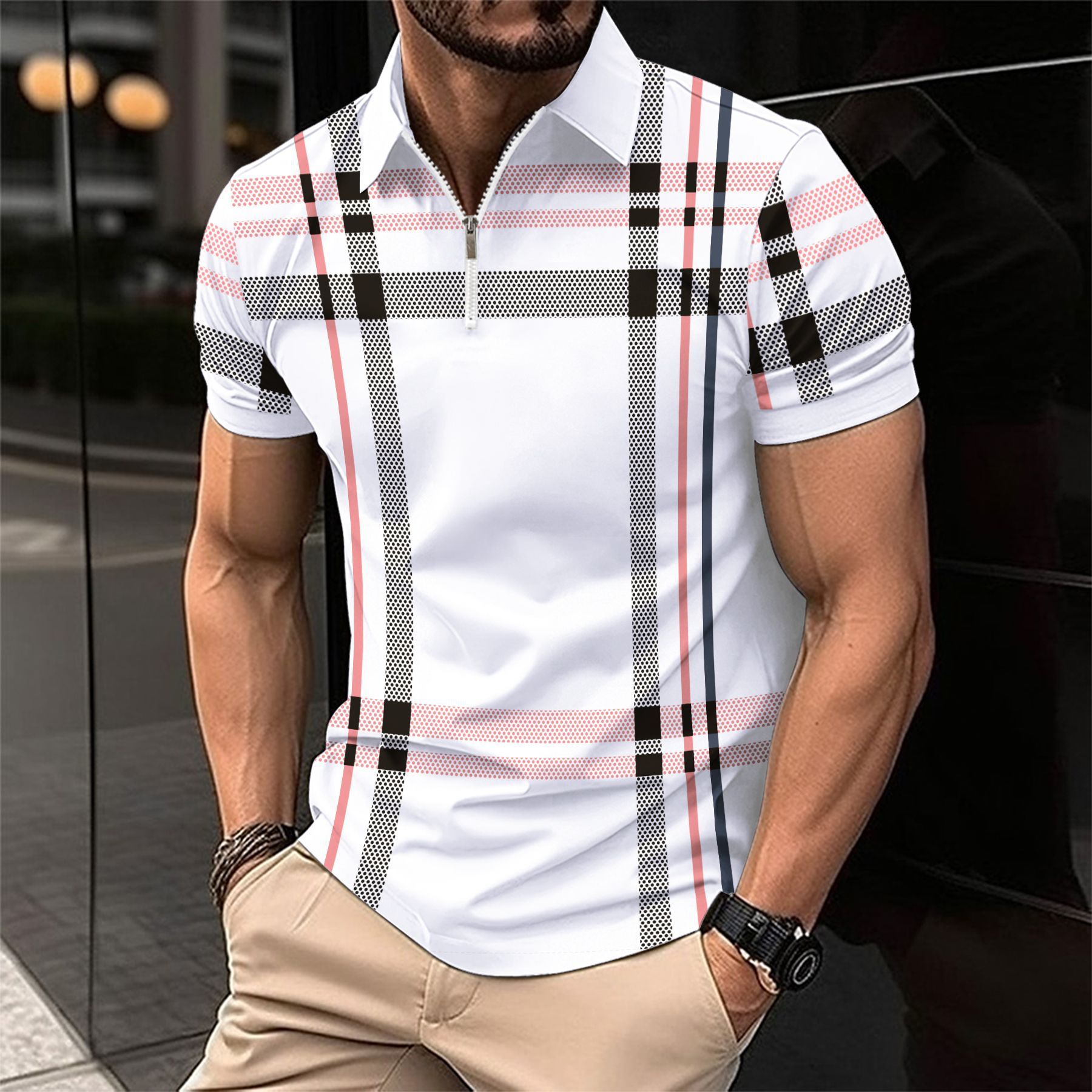 Elegant Men'S Polo In Check Pattern