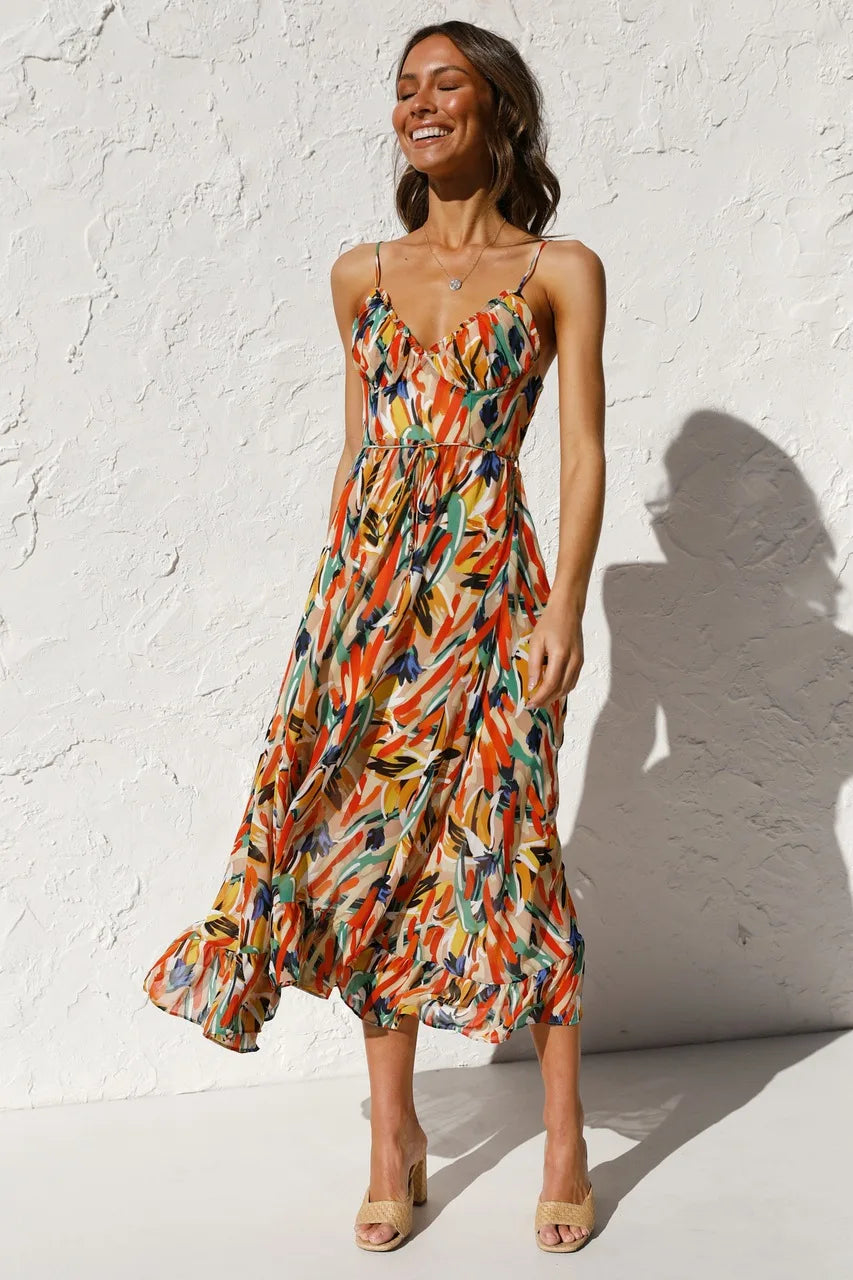 Colorful Midi Dress For Women