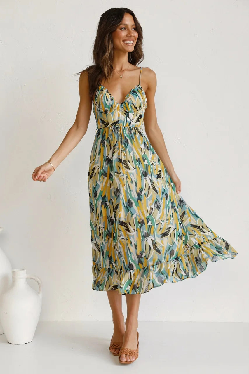 Colorful Midi Dress For Women