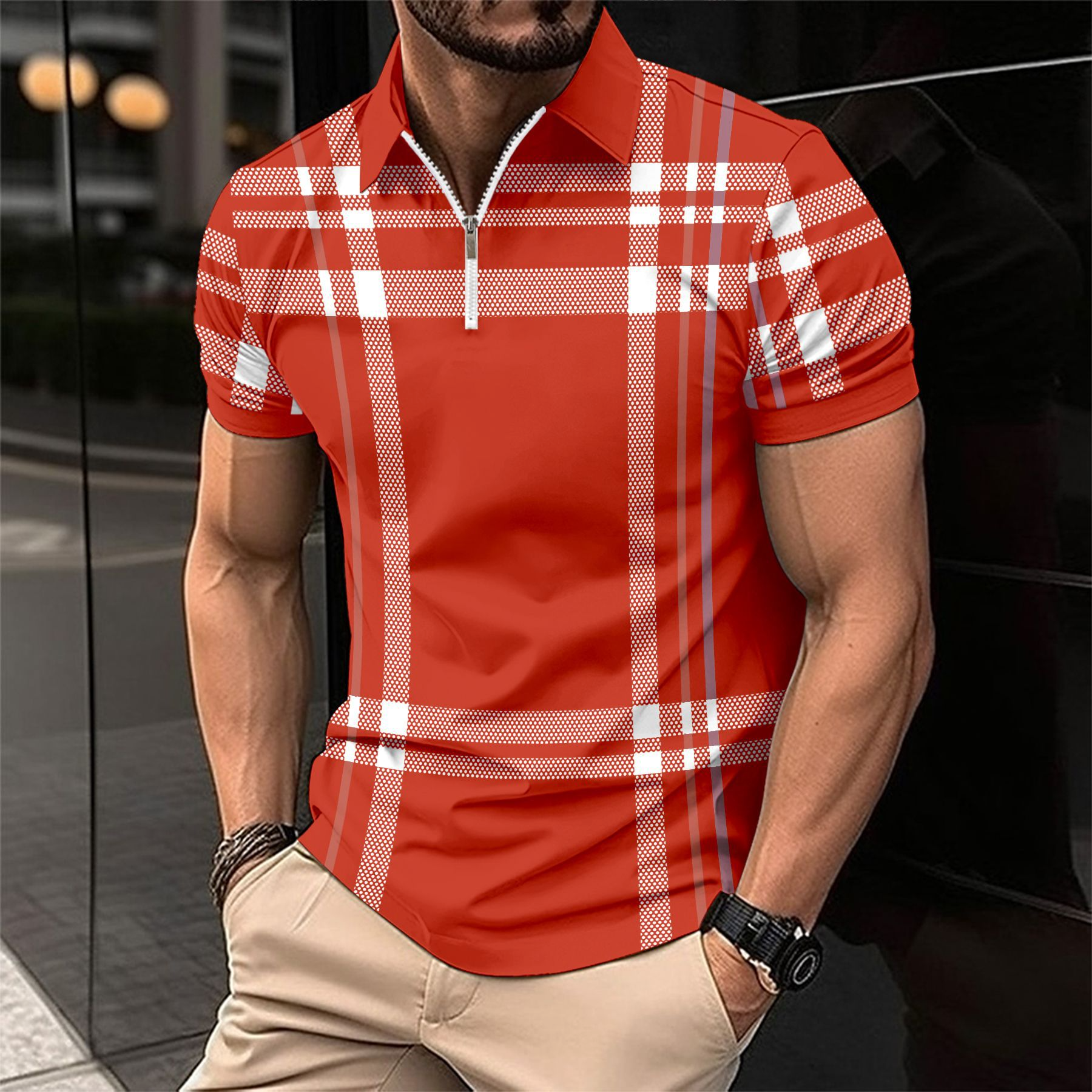 Elegant Men'S Polo In Check Pattern