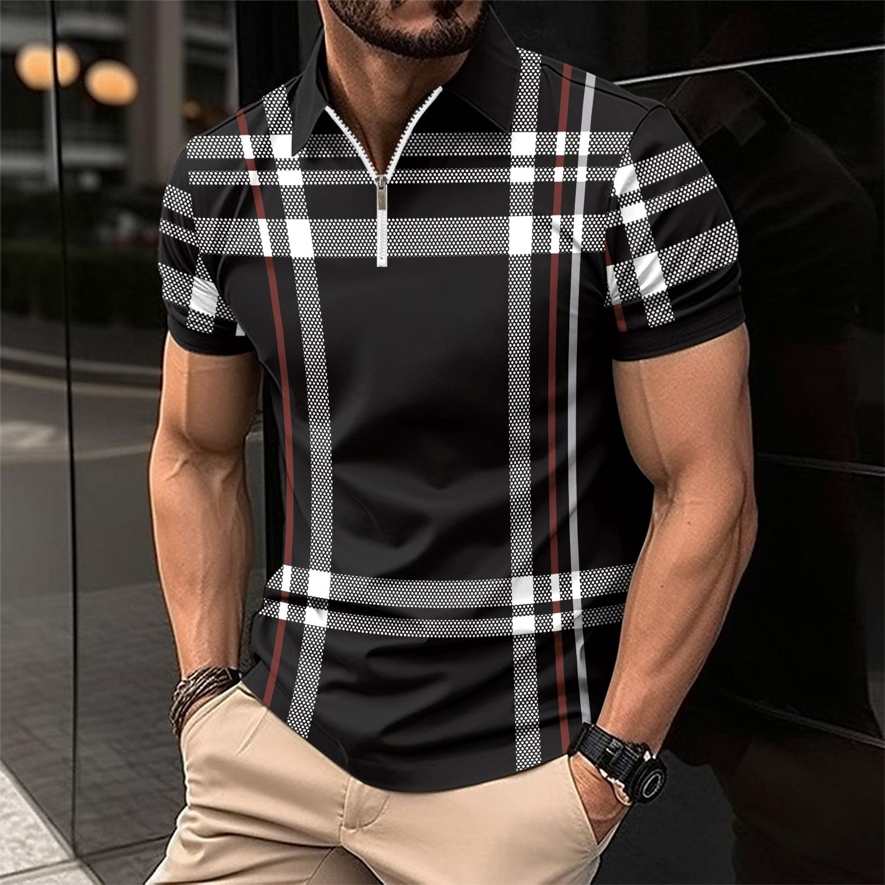 Elegant Men'S Polo In Check Pattern