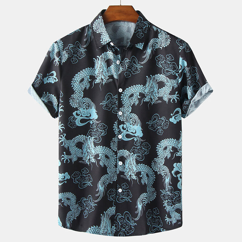 Stylish Men'S Short Sleeve Shirt With Flowers Design