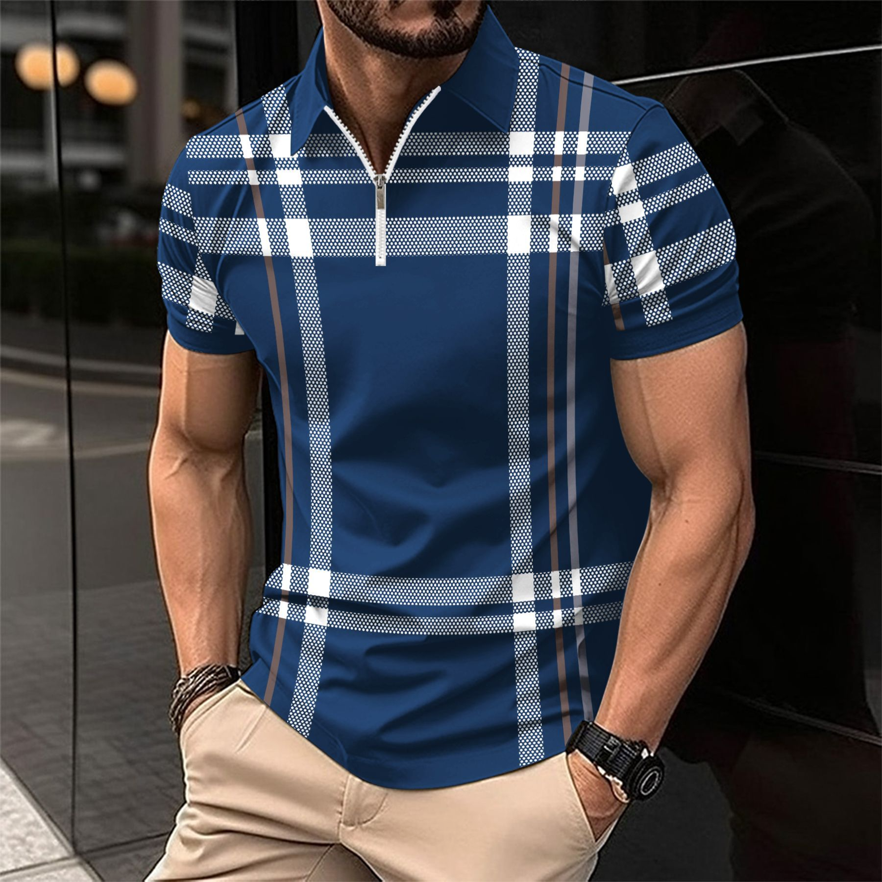 Elegant Men'S Polo In Check Pattern