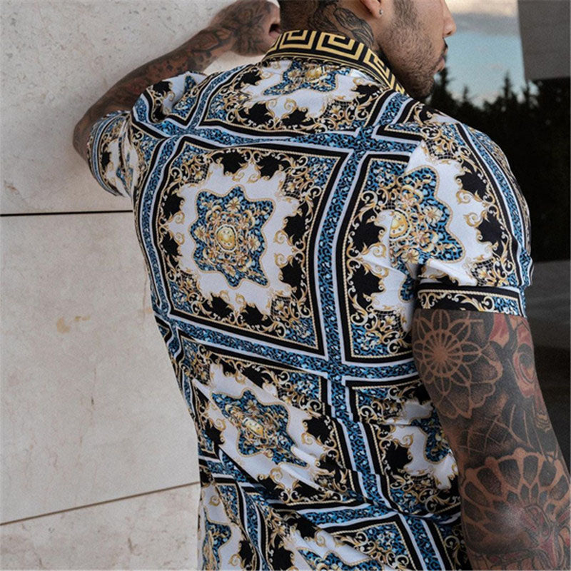 Men'S Loose-Fitting Short-Sleeved Shirt With Print