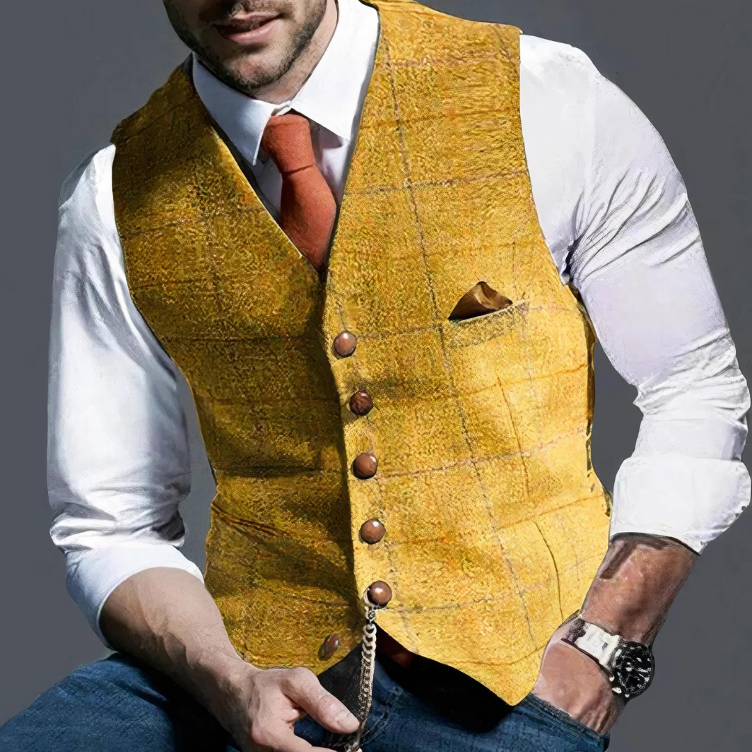 Elegant Checkered Men's Vest