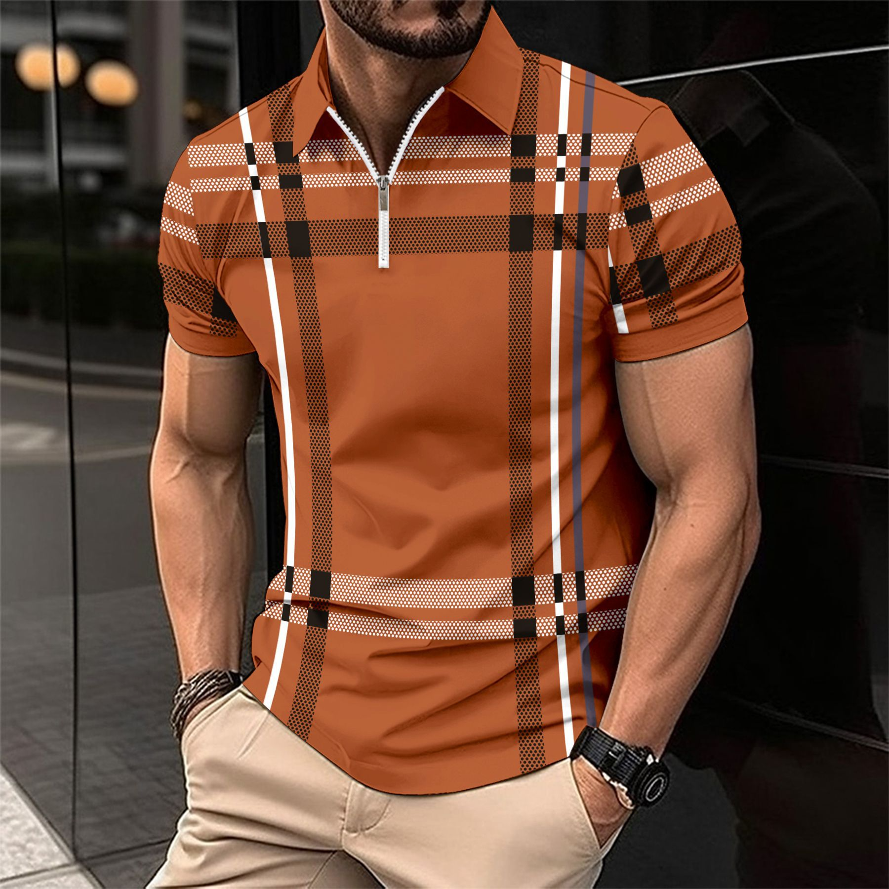 Elegant Men'S Polo In Check Pattern