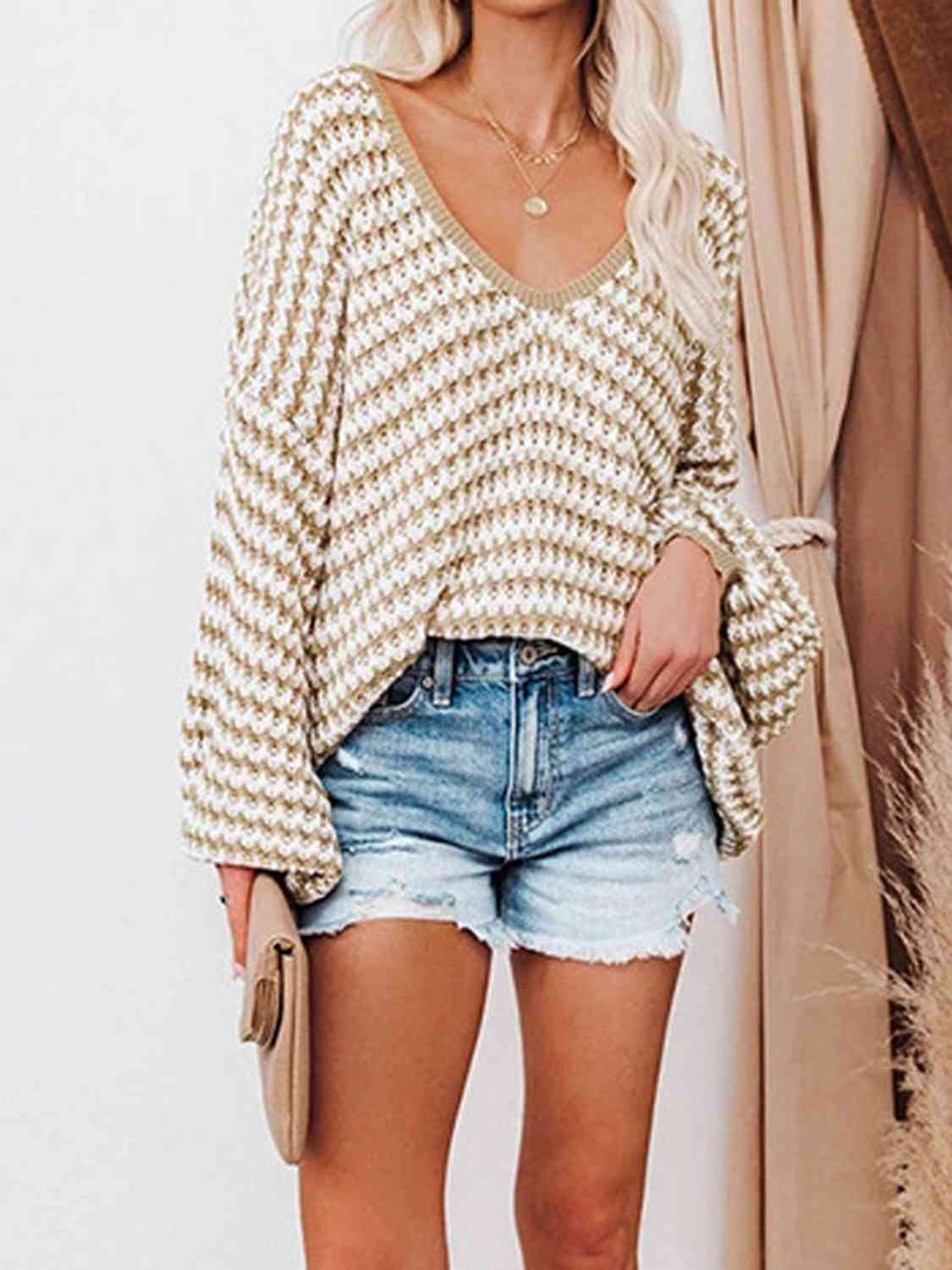 Striped Chunky Knit Women'S Sweater