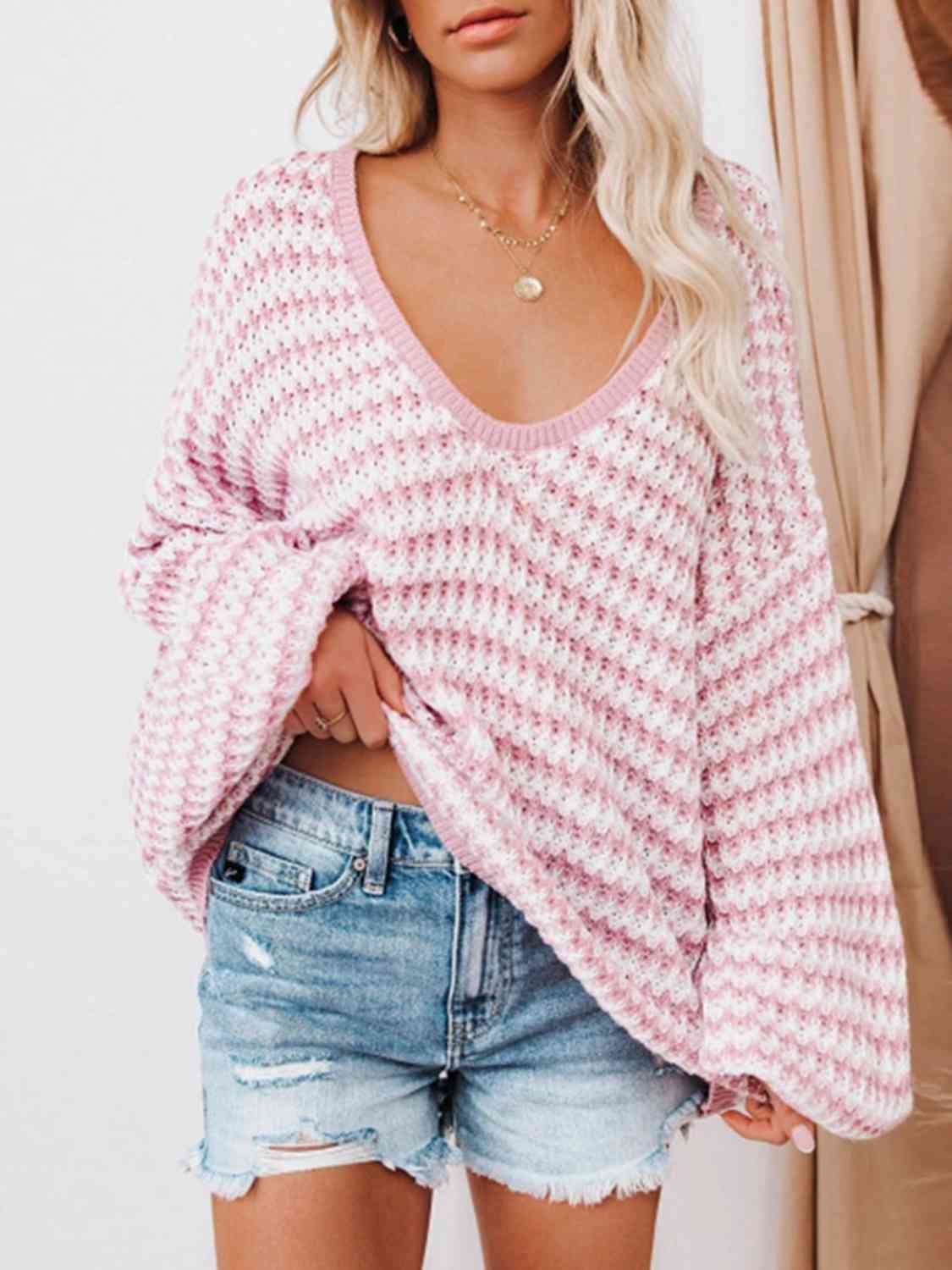 Striped Chunky Knit Women'S Sweater