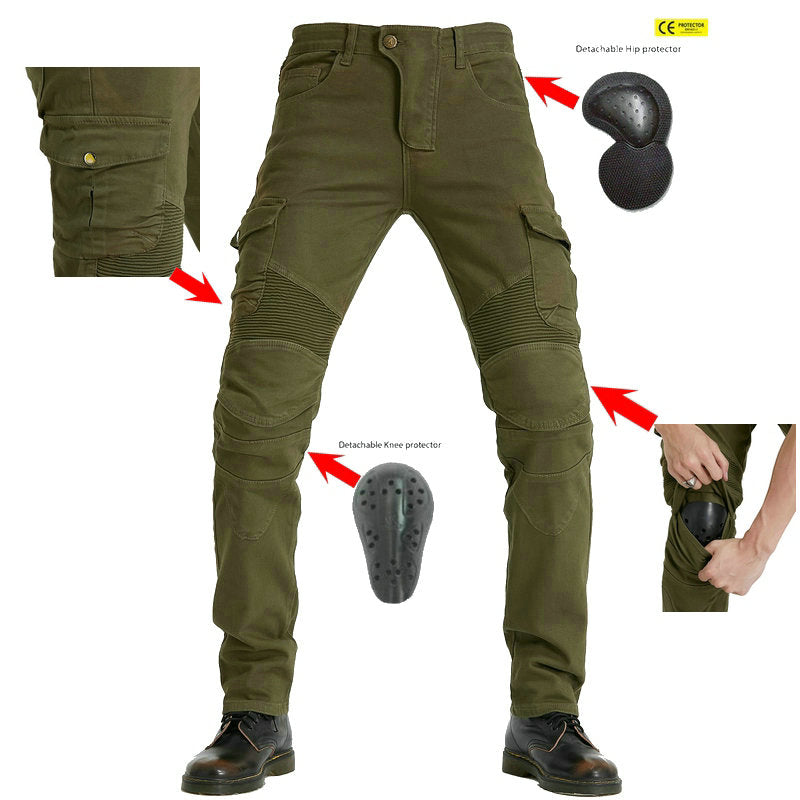 Motorcycle Denim Lb1 Pants With Hip Knee Protection Pads For Men