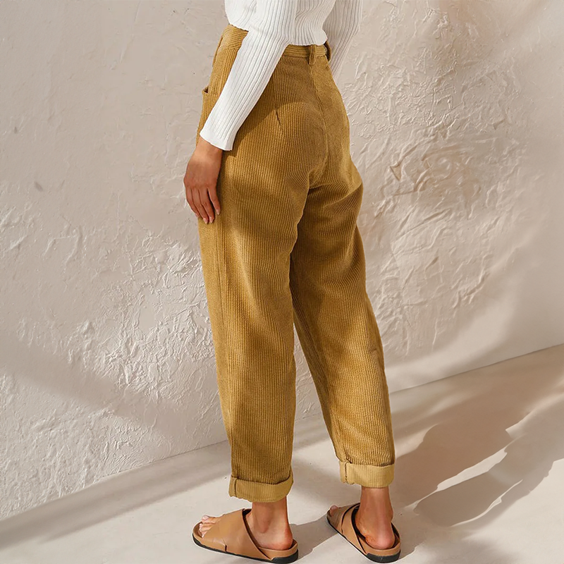 Women'S Loose High Wait Cord Pants