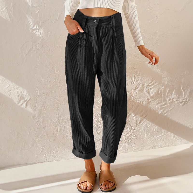 Women'S Loose High Wait Cord Pants