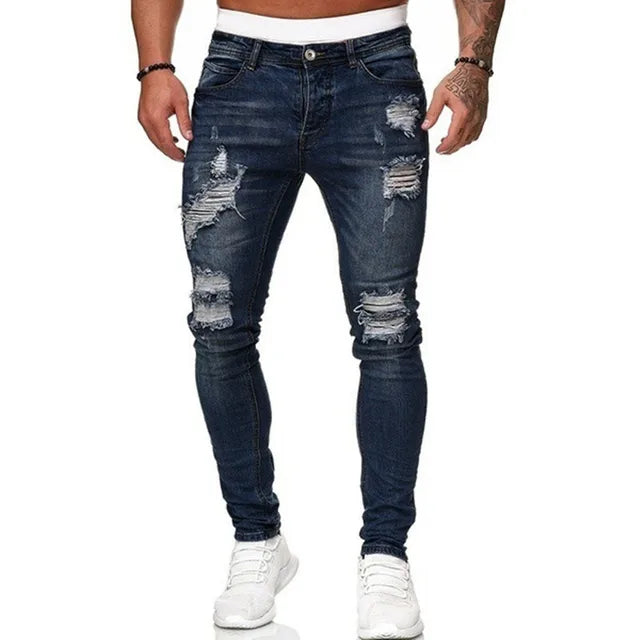 Skinny Jeans Pants Super Stretch Ripped For Men