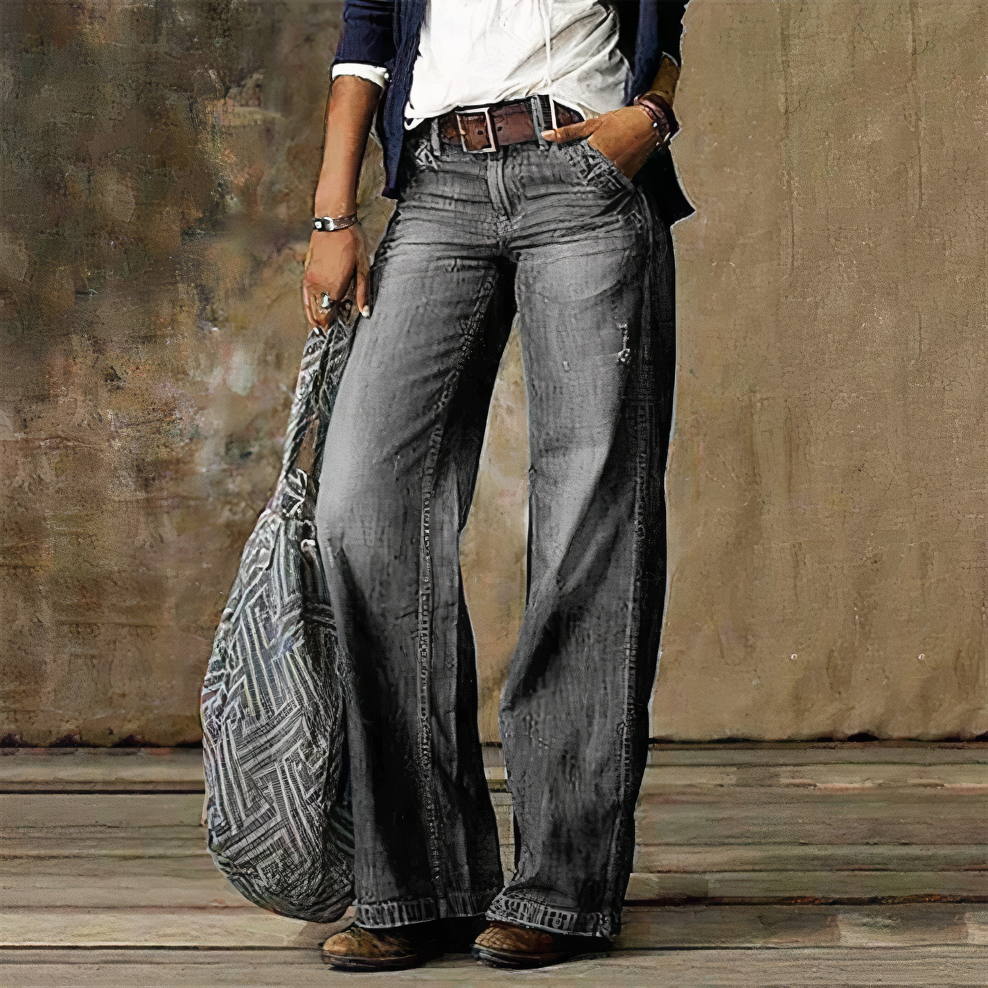 Denim Jeans With High Waist For Women