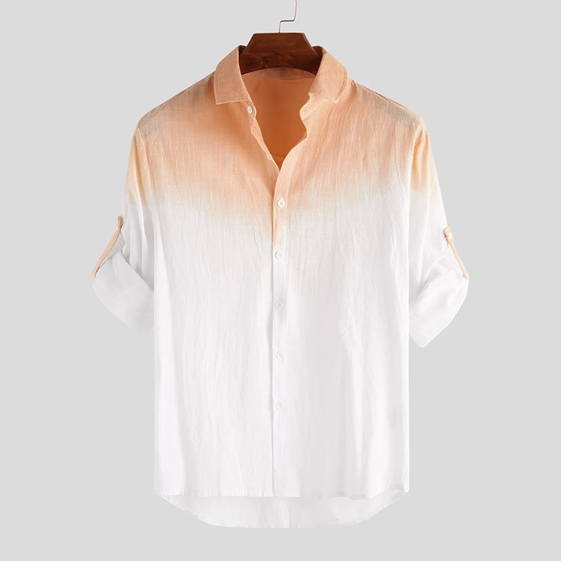 Short Sleeve Linen Shirt Men'S Shirt