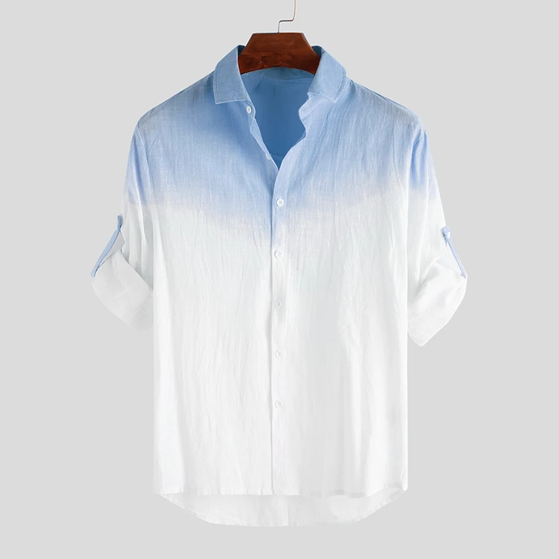 Short Sleeve Linen Shirt Men'S Shirt