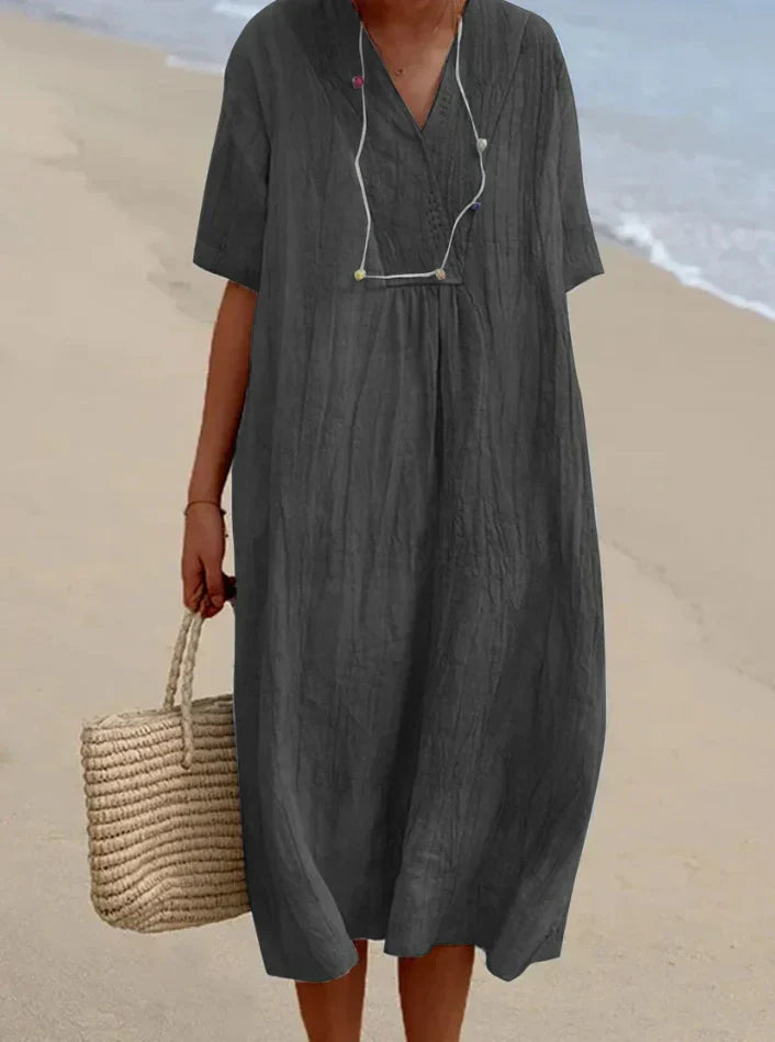 Women'S Loose Linen Dress