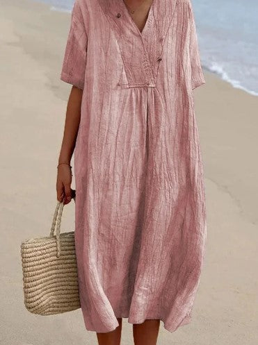 Women'S Loose Linen Dress