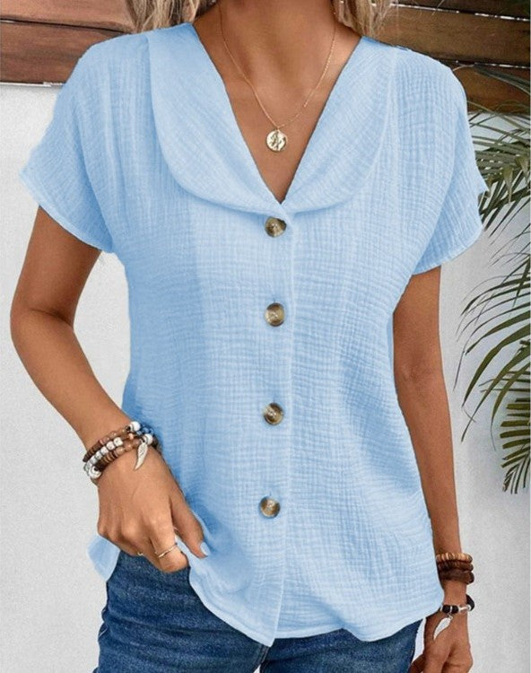 Women'S Blouse With Collar And Bowls