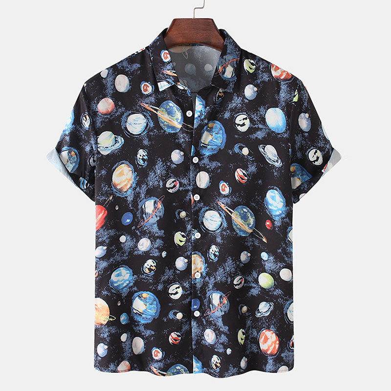 Men'S Polka Dot Short-Sleeved Shirt In Retro Look