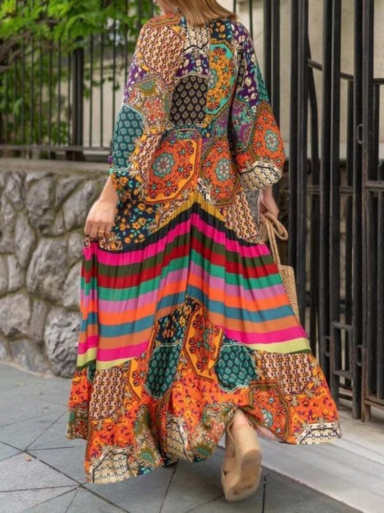 Chic Boho Pleated Dress For Women