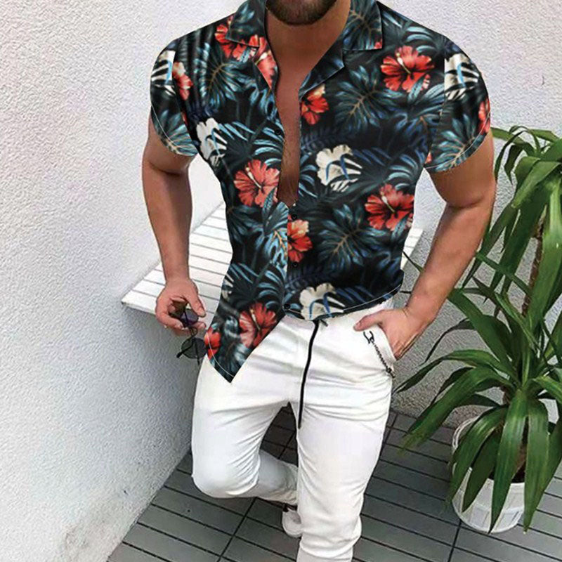 Men'S Tropical Printed Holiday Shirt