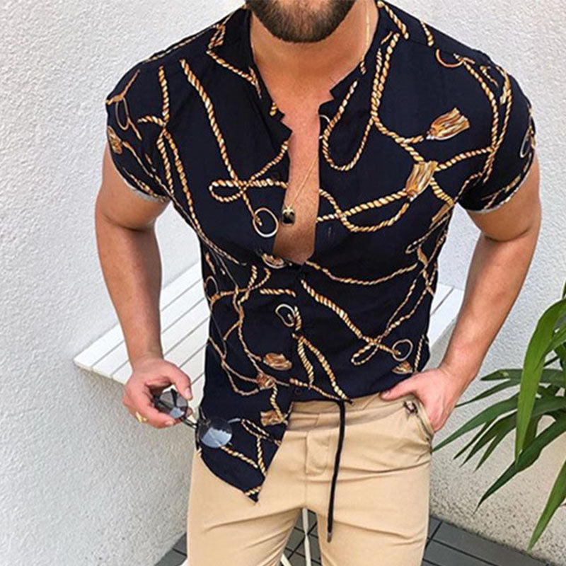 Printed Men'S Short-Sleeved Shirt In A Cool Abstract Look