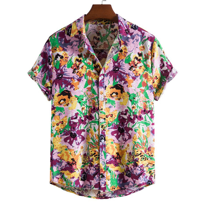 Men'S Printed Short-Sleeved Shirt In Floral Look