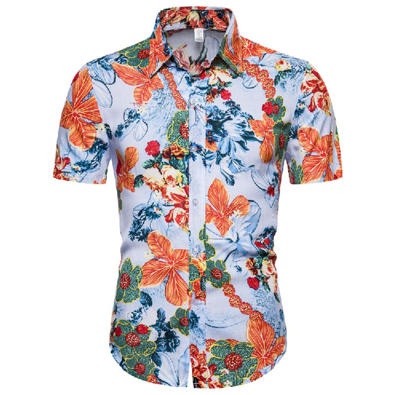 Loose Printed Holiday Shirt For Men