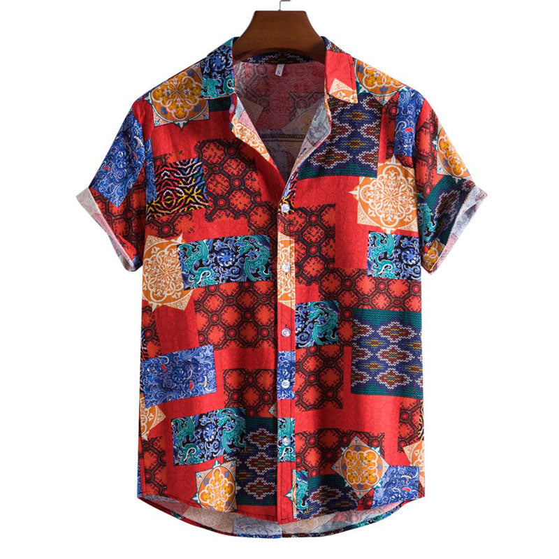 Men'S Retro Printed Short Sleeve Shirt For Every Occasion