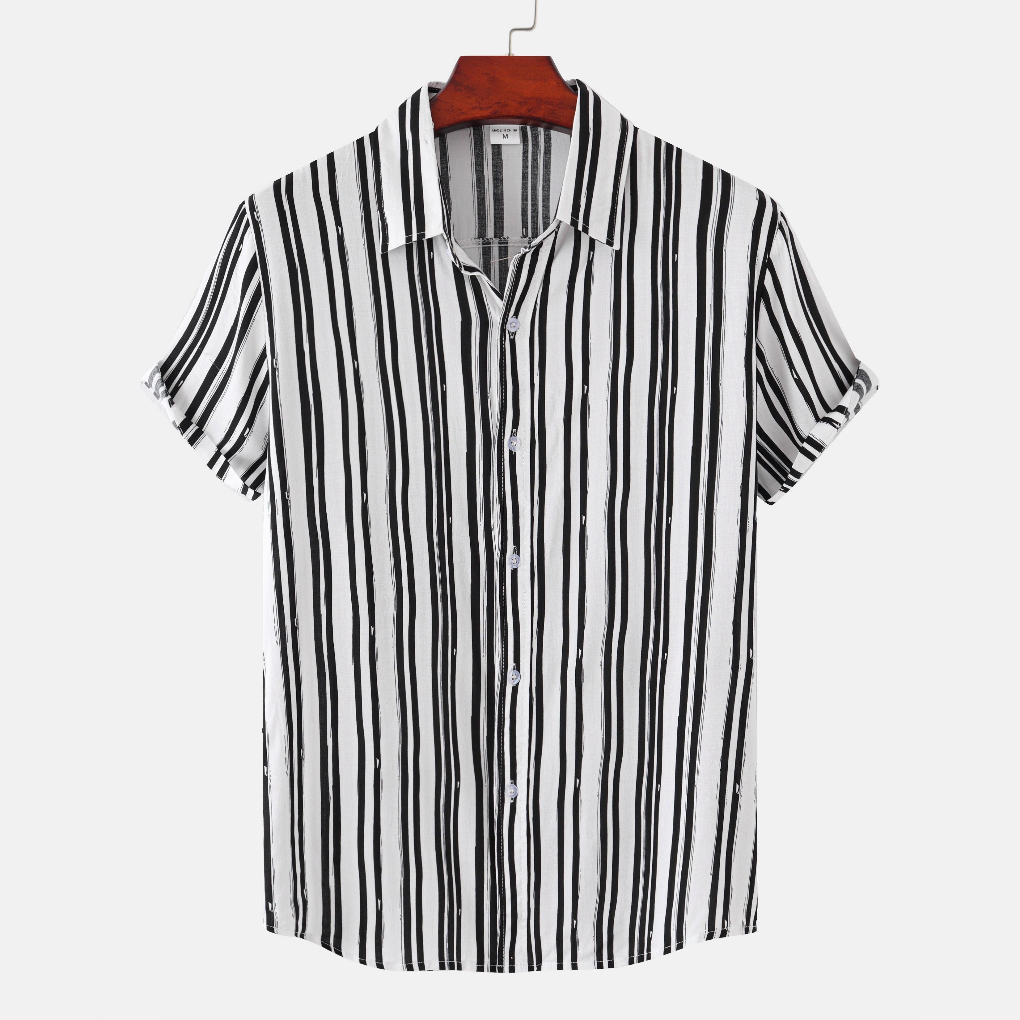 Men'S Striped Short-Sleeved Shirt For Every Day