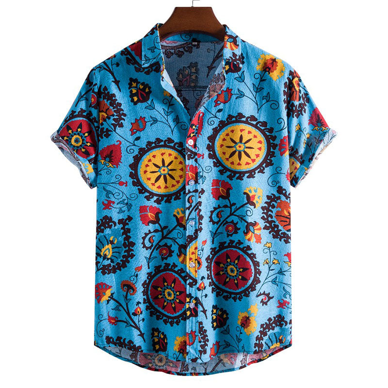 Strikingly Printed Men'S Short-Sleeved Shirt In Cool Retro Design