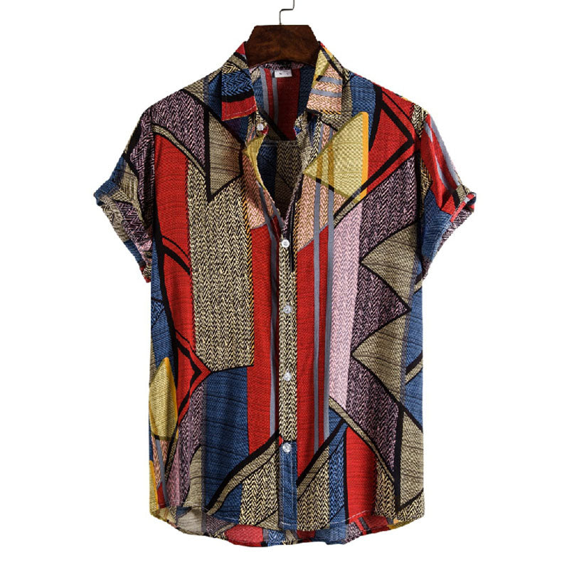 Printed Men'S Short-Sleeved Shirt In Vintage Look