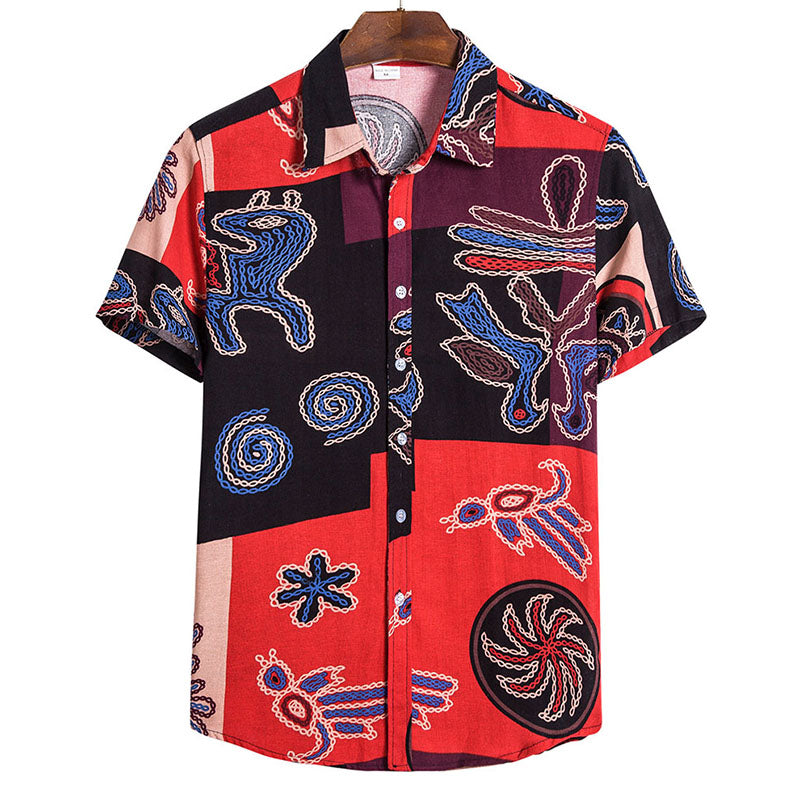 Men'S Short-Sleeved Shirt In Vintage Design For Every Occasion