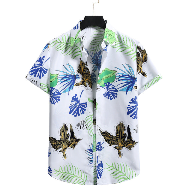 Beautiful Printed Men's Short Sleeve Shirt In Floral Look