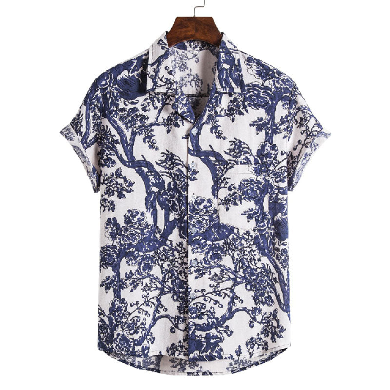 Men'S Short Sleeve Shirt With Floral Design