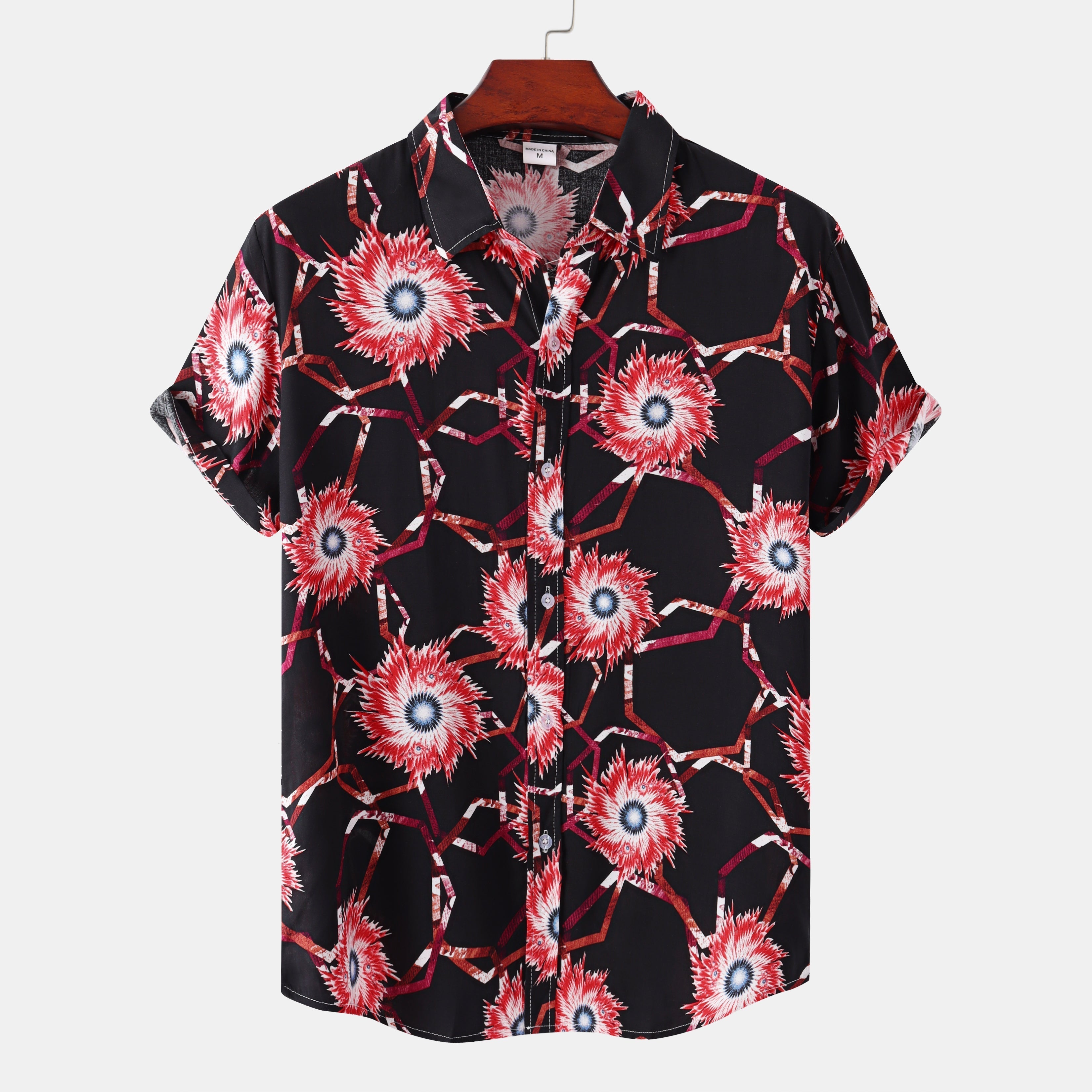 Exotic Men'S Short Sleeve Shirt With Floral Print