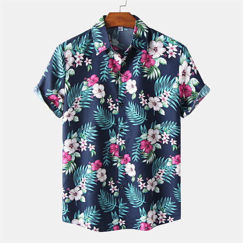 Men'S Short Sleeve Shirt With Floral Print