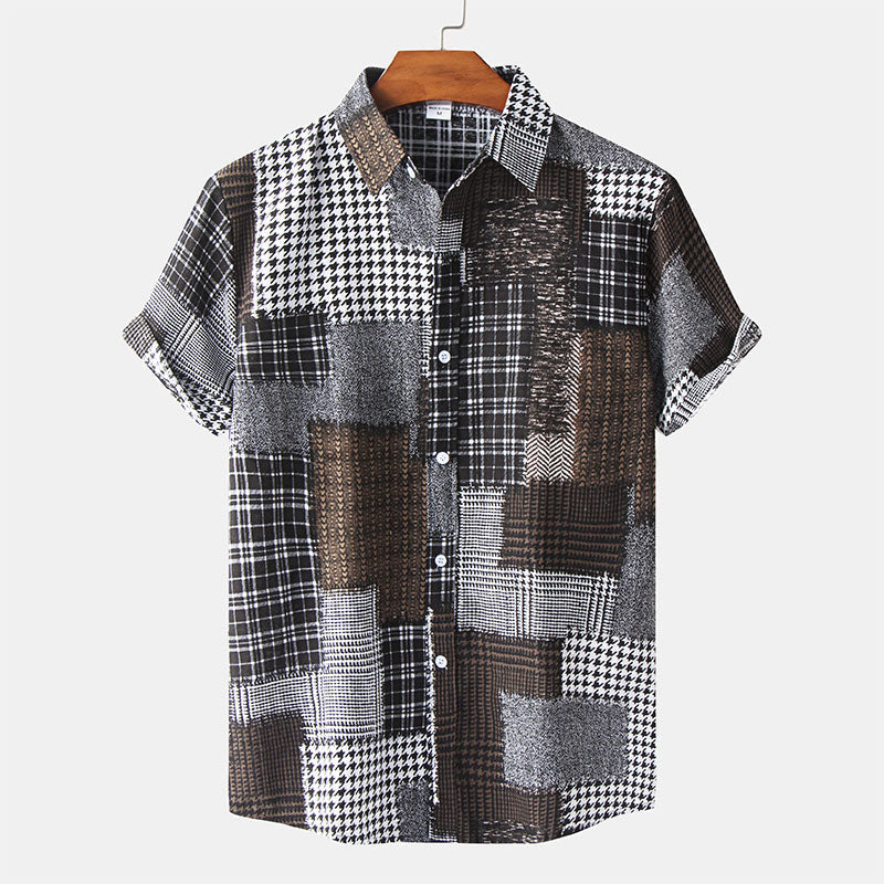 Men'S Printed Short Sleeve Shirt In Abstract Look