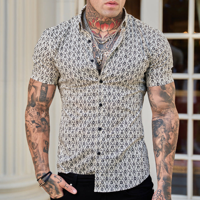 Summery Slim-Fit Men'S Shirt With Print