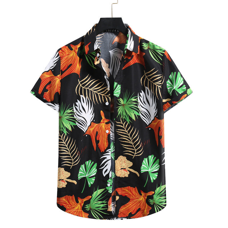 Exotic Men'S Short Sleeve Shirt With Floral Print