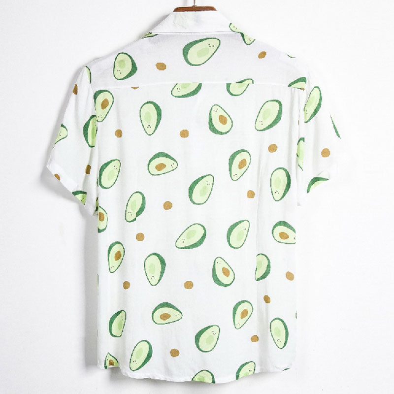 Men'S Holiday Shirt Made Of Cotton With Avocado Print