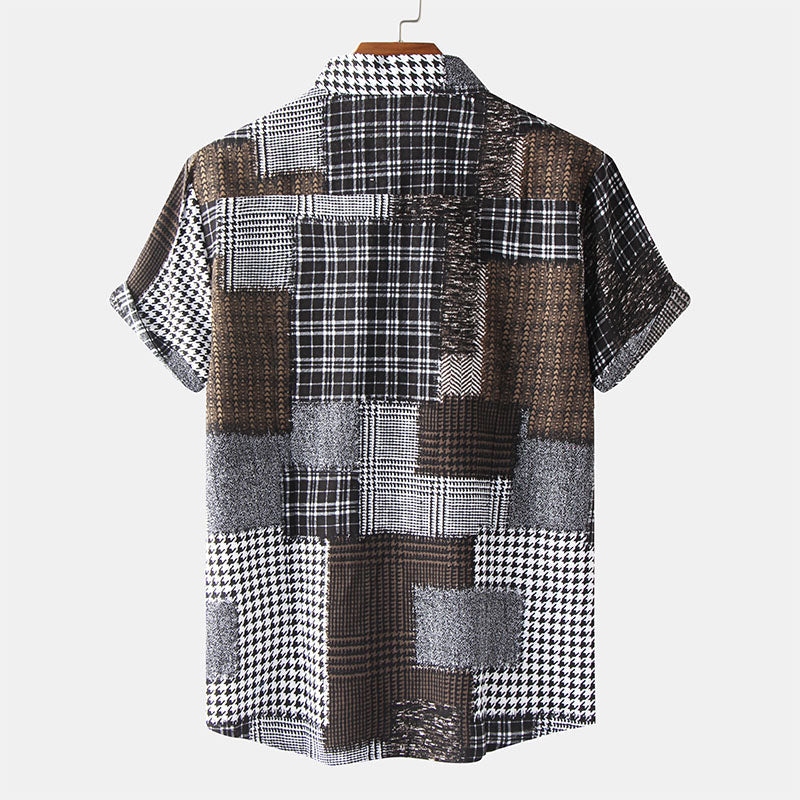 Men'S Printed Short Sleeve Shirt In Abstract Look