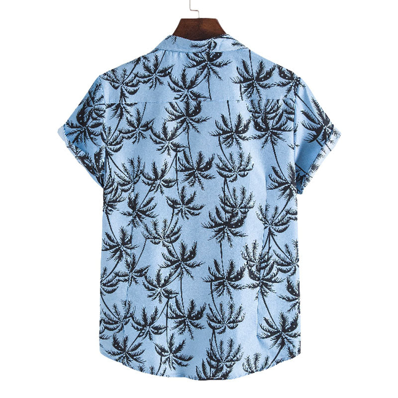 Men'S Holiday Shirt Made Of Cotton With Palm Tree Print