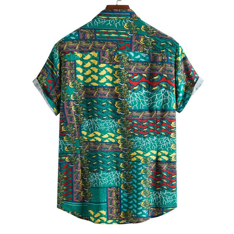 Printed Men'S Short-Sleeved Shirt In Boho Look