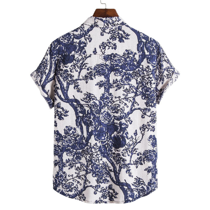 Men'S Short Sleeve Shirt With Floral Design