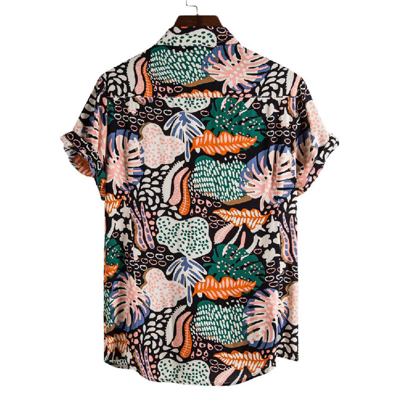 Stylish Men'S Short-Sleeved Shirt With Vintage Print Made Of Cotton