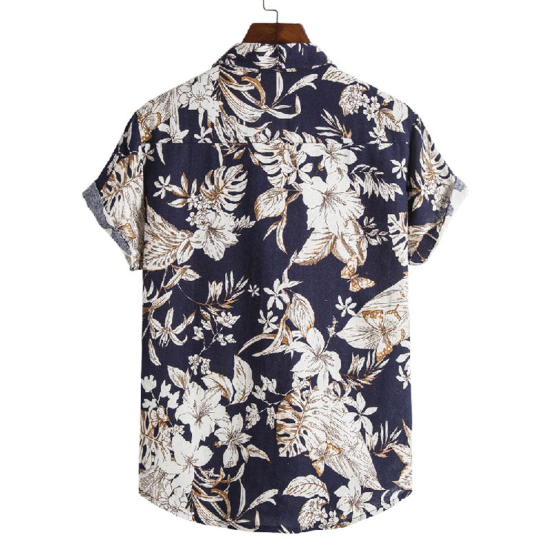 Men'S Short Sleeve Shirt With Floral Design