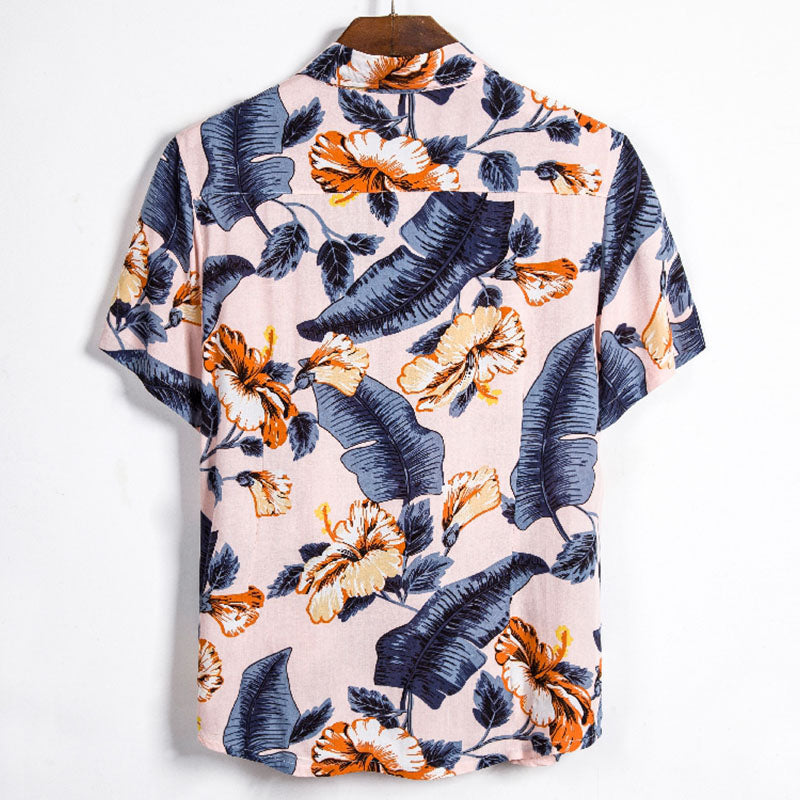 Men'S Short-Sleeved Shirt With Vintage Print Made Of Cotton