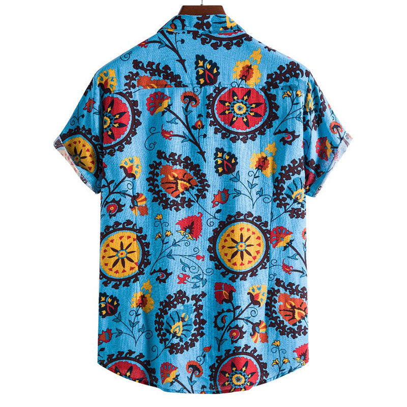 Strikingly Printed Men'S Short-Sleeved Shirt In Cool Retro Design