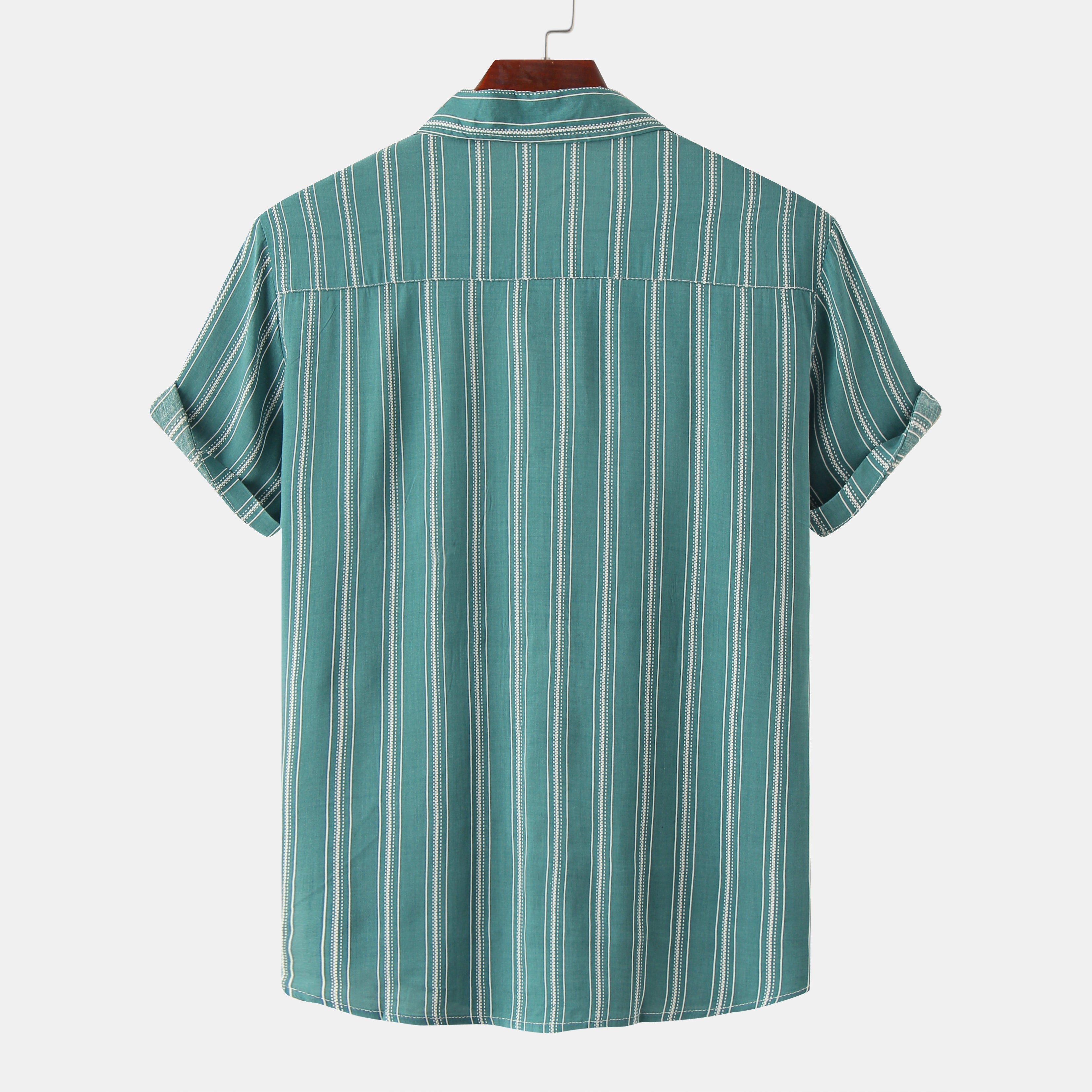 Men'S Striped Short Sleeve Shirt In Green